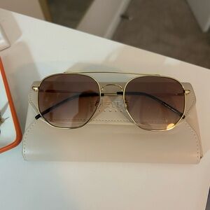 FREYERS Gold Aviator Sunglasses with Case